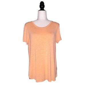 Tribal Women Peach Slub Knit Scoop Neck High Low T-Shirt Medium NEW